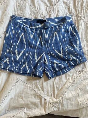 J. Crew Blue and White Ikat-Print Cotton-Blend Shorts